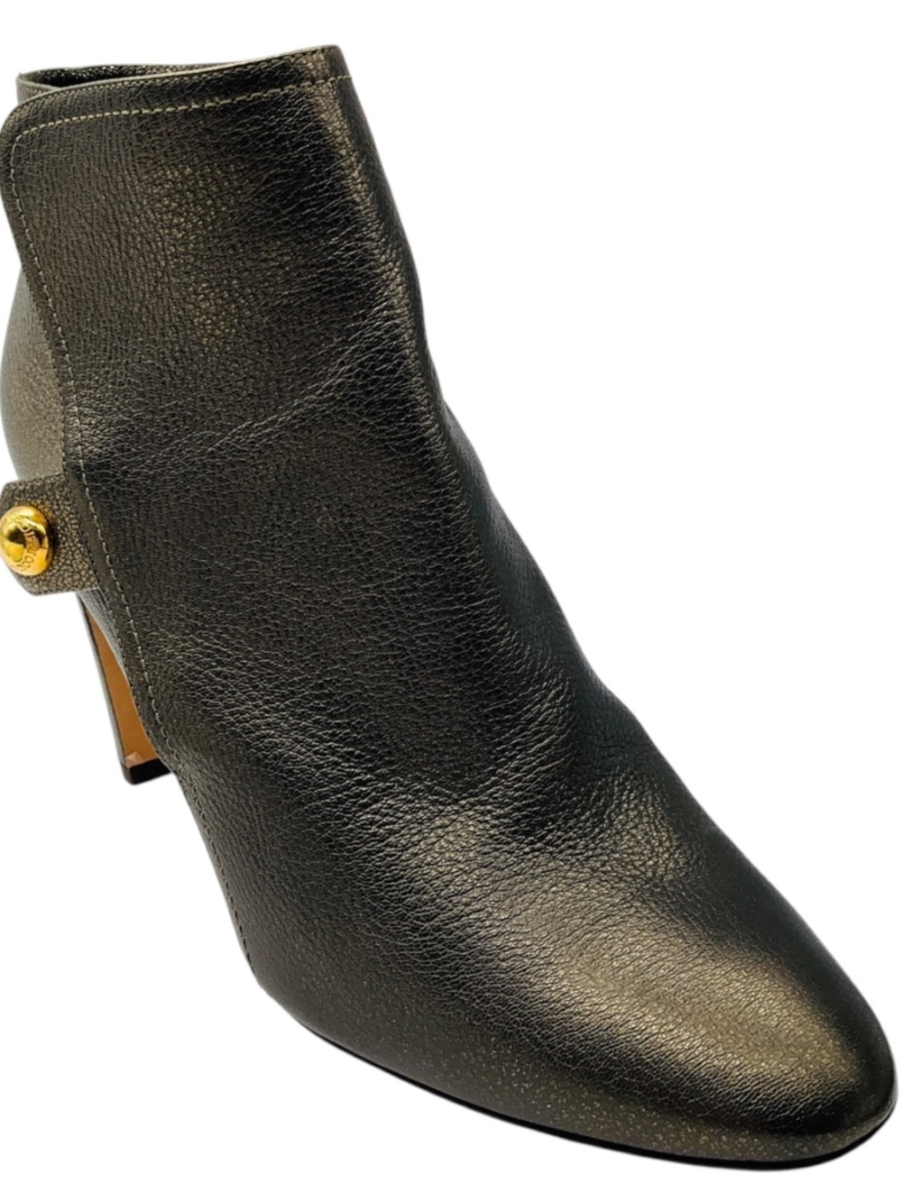 JIMMY CHOO BRONZE METALLIC GRAINED LEATHER ANKLE BOOTIES